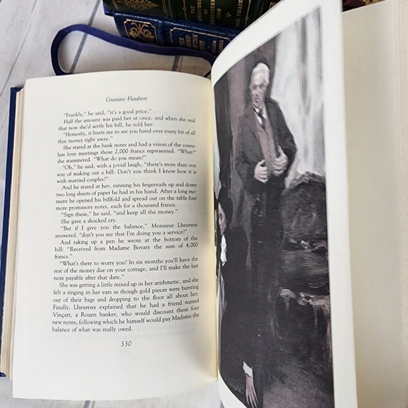 Madame Bovary Vintage 1979 Franklin Library Novel 1/4 Leather Bound Blue - Picture 11 of 14